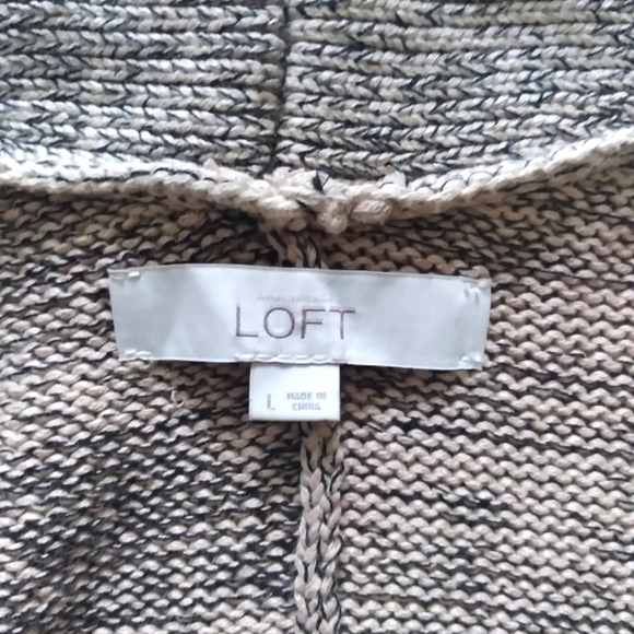 Loft Tan & Black Open Front Sweater Shrug, size Large - Picture 5 of 7